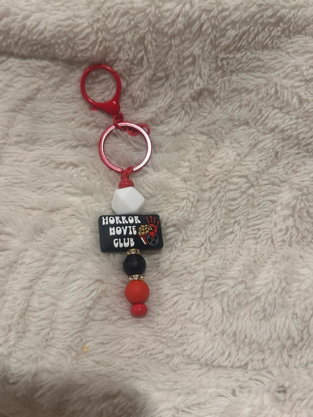 Horror Movie Club Beaded Keychain - Red, Black, White